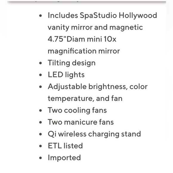 SHARPER IMAGE SPA SUDIO HOLLYWOOD VANITY MIRROR WITH FANS WHITE/CROME - Picture 8 of 8